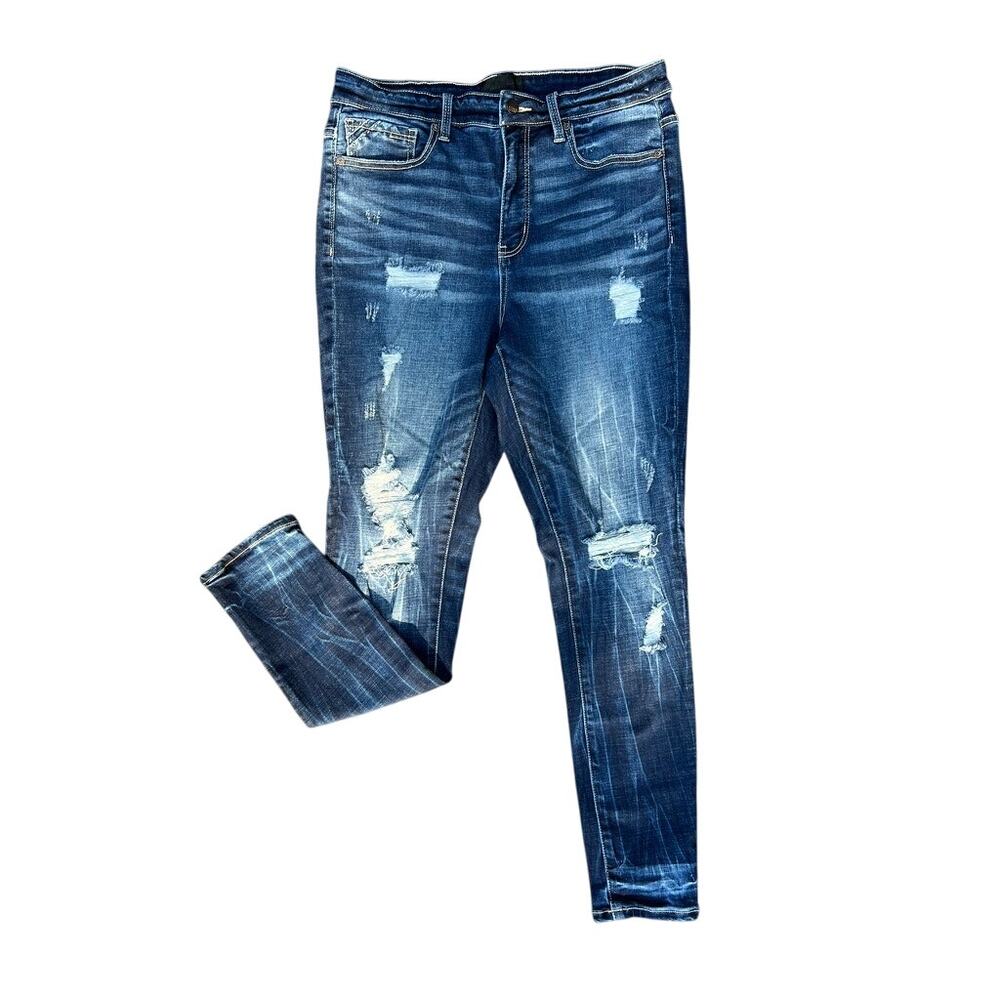BKE Women's Skinny Jeans - Distressed Blue